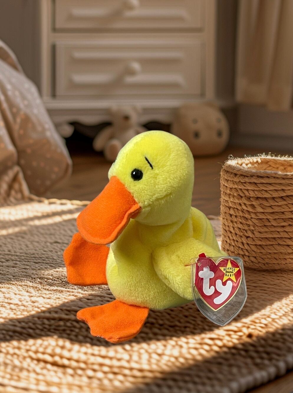 Ty Beanie Baby Retired 1994 QUACKERS Duck Original Yellow Plush